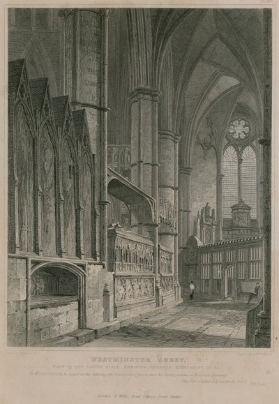 Ansicht des südlichen Seitenschiffs mit Seberts Denkmal, Westminster Abbey von Pieter Jansz. Quast